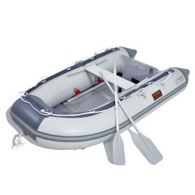 VEVOR Inflatable Dinghy Boat, 4-Person Transom Sport Tender Boat, with Marine Wood Floor and Adjustable Aluminum Bench