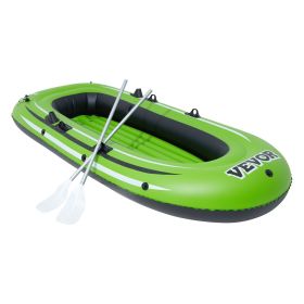 VEVOR Inflatable Boat, 3-Person Inflatable Fishing Boat, Strong PVC Portable Boat Raft Kayak, 45.6" Aluminum Oars, High-Output Pump