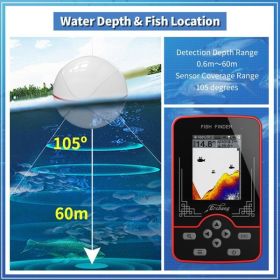 Wireless Sounder Fish Finder Rechargable 100m Distance Lake River Sea Fishing 60m/200ft Water Depth Fishfinder Portable Fish Finder Echo Sounder