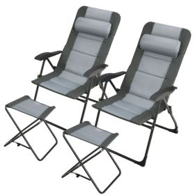 2 Pieces Patio Folding Dining Chair set with Adjustable Backrest