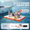 VEVOR Inflatable Floating Dock, 10 x 8FT Inflatable Dock Platform, Non-Slip Water Floating Dock Mat with Detachable Ladder & Portable Carrying Bag