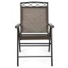 Set of 2 Patio Folding Chairs Sling Portable Dining Chair Set with Armrest