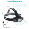 Rechargeable Motion Sensor Headlamp 9 Light Modes Hand Wave Headlight Phone Charging Torch Flashlight for Fishing Running Camping Hiking