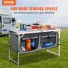 VEVOR Camping Kitchen Table, Quick set-up Folding Camping Table, 3 Adjustable Heights, MDF Camping Table, Ideal for Outdoor Picnics, BBQs, Camping