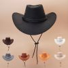 Western Cowboy Hat Vintage Jazz Hat Outdoor Fishing Cowgirl Sun Hat Wide Brim Summer Sunscreen Travel Beach Hat