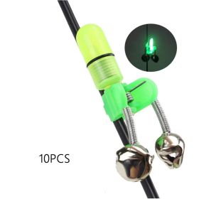 Goture 20pcs/10pcs Portable LED Night Fishing Rod Alarm Bell With Dual Ring Bells (Color: 10pcs Green)