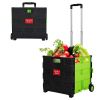 56L Large Folding Rolling Utility Shopping Cart, Black & Red/Green