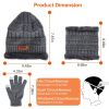 Winter Knitted Hat Scarf Gloves 3Pcs Winter Warm Beanie and Touch Screen Gloves Scarf Set Knit Beanie Skull Cap Neck Warmer Mittens for Men Women