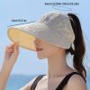 Letter Pattern Sun Hat; Fashion Large Brim Empty Top UV Protection Cycling Fishing Outdoor Casual Ponytail Hat