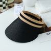 Summer Woman Sun Hats Female Outdoor Visor Caps Hand Made Straw Cap Casual Shade Hat Empty Top Hat Fishing Vacation Beach Caps